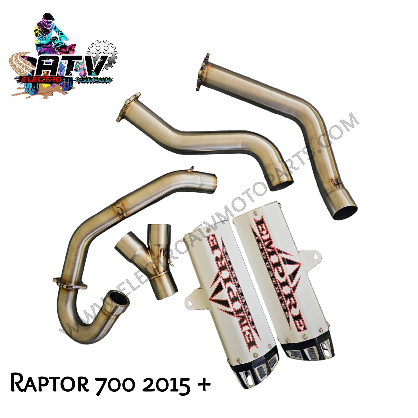 RAPTOR 700 2015+ EMPIRE DUAL FULL SYSTEM EXHAUST G2 WHITE